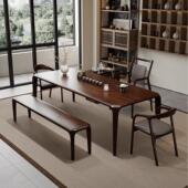 中式 实木茶南美黑胡桃榫新卯泡桌胡桃木望茶桌宋代美学客厅大板茶