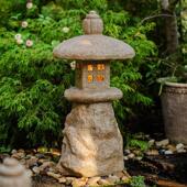 掬MKK庭涵原色彷观古新装 中式 户外石灯笼电石灯园林景饰圆方孔院