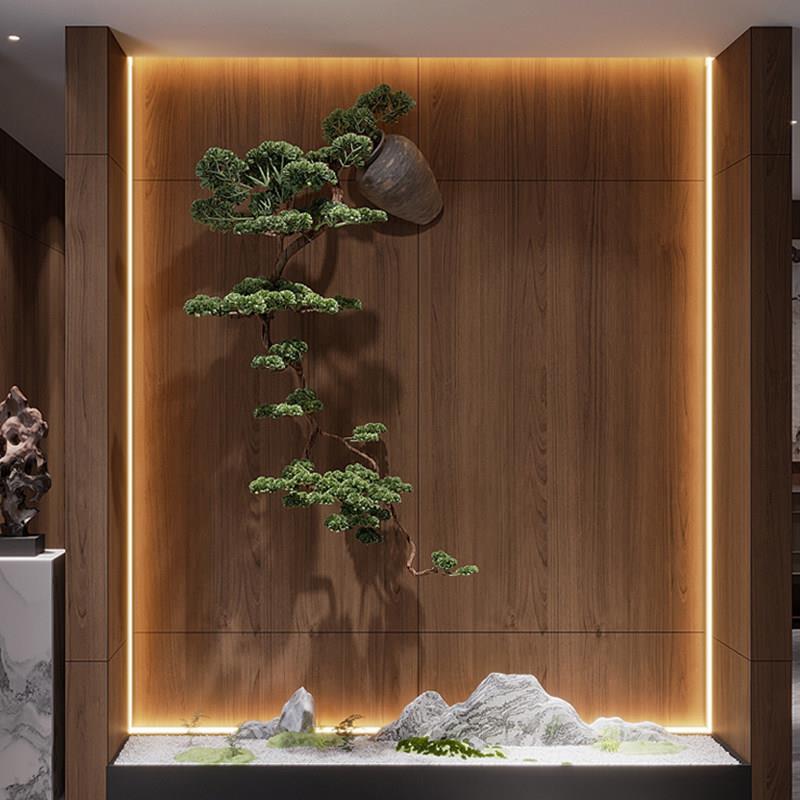 彷真悬式迎客松景LSE观新中禅意浮挂垂吊松树玄关悬餐厅茶室绿植