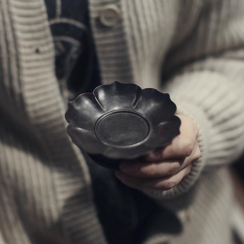 |勿念|《莲座》紫铜茶托 底托 供佛 杯垫 莲花纯铜 高足蜡烛