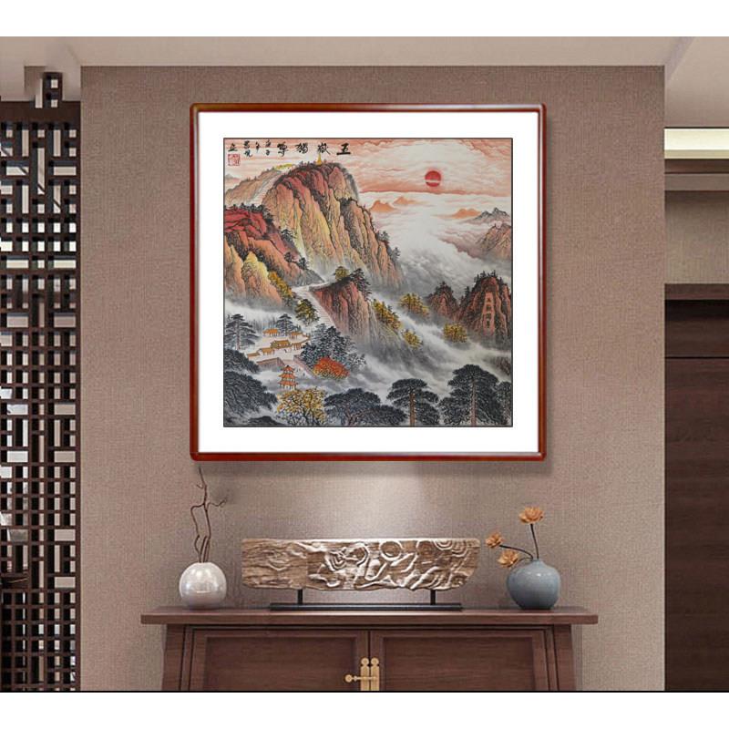 国画 MOV画纯山水画 画斗工方泰日出无水靠山手画 画无太阳风山水