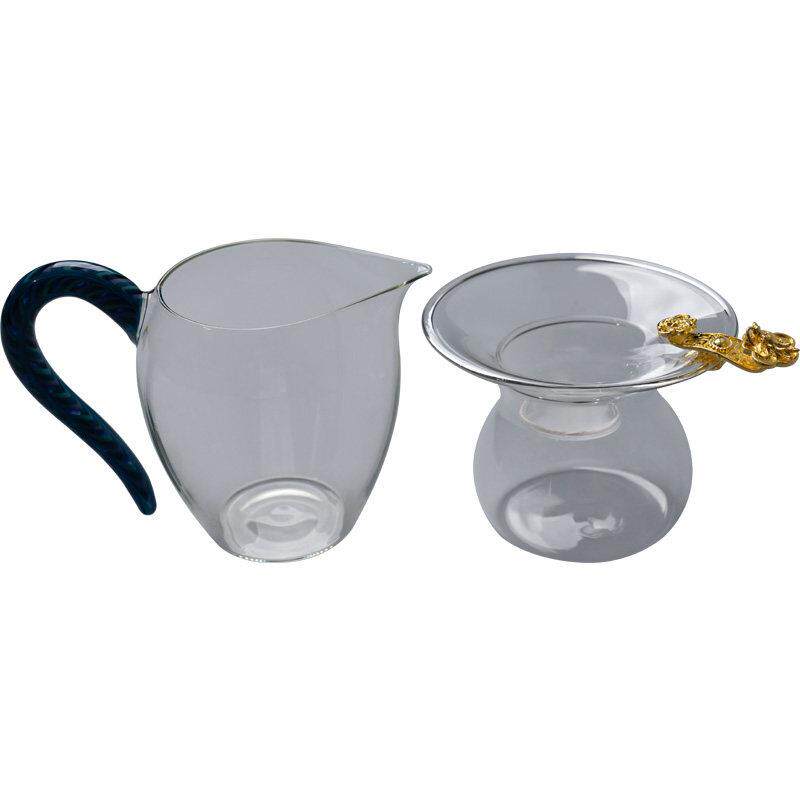 容山堂水晶玻璃茶漏公道套装一体滤茶器网杯泡lp826茶叶茶隔漏斗