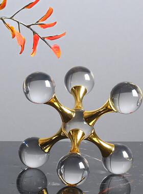 饰分子水晶现代轻奢几何人造水晶金属水晶玻璃球摆件板间书样房面