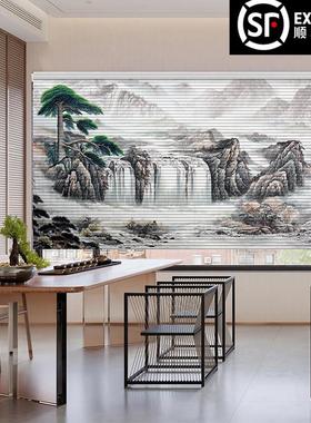 新中国YH-01风花叶窗帘铝印合金百办公室客遮光厅升降免打孔山水
