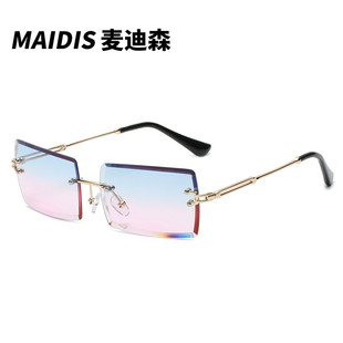 杰特8090时尚欧美无框风太阳眼镜简约小方形海洋片亚马逊热款墨镜