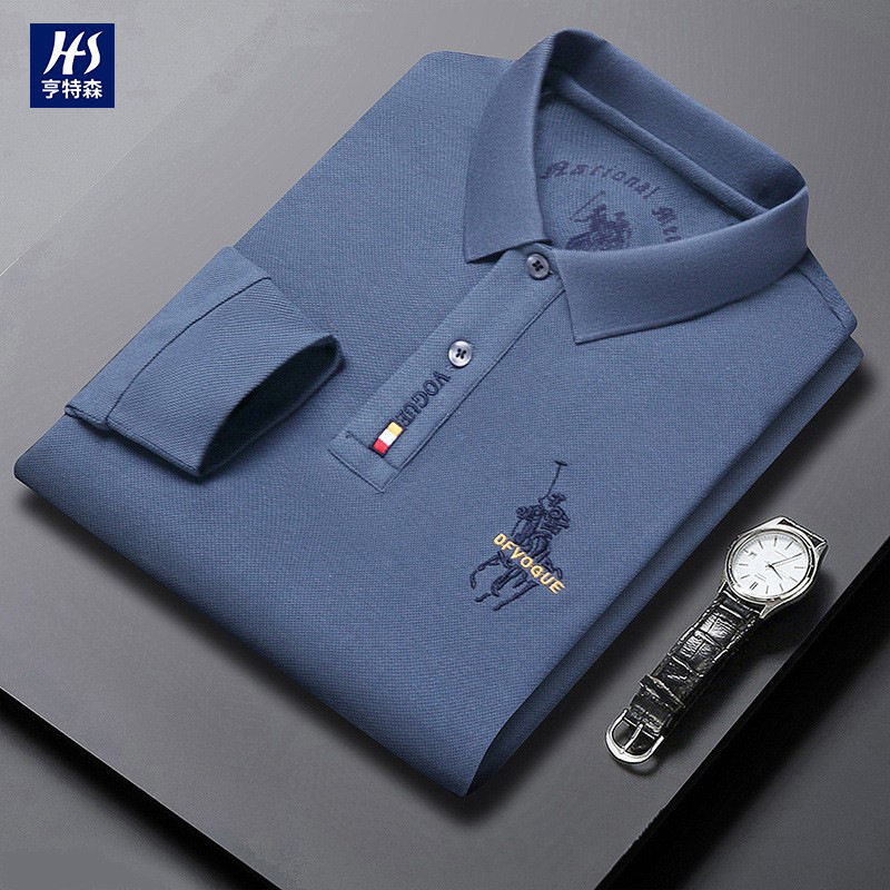 外贸批季新款潮牌纯棉polo衫男士商务休闲翻领长袖t恤男