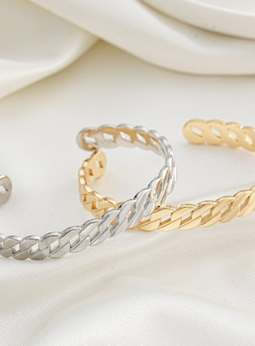 货源时尚女士开口手镯冷淡风不掉色手饰轻奢小众设计感