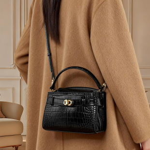 鳄鱼纹时尚 小方包手提百搭包复古高级质感单肩斜挎 感女包2025新款