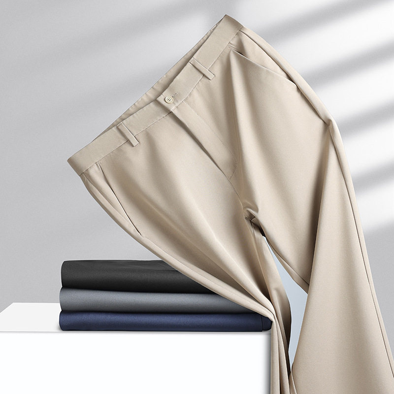 夏季男式商务休闲裤正装宽松薄款西裤大码裤子直筒裤冰丝长裤男新