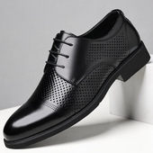 男2025夏季 通勤德比鞋 新款 打孔凉鞋 皮鞋 透气大码 镂空商务正装 男士