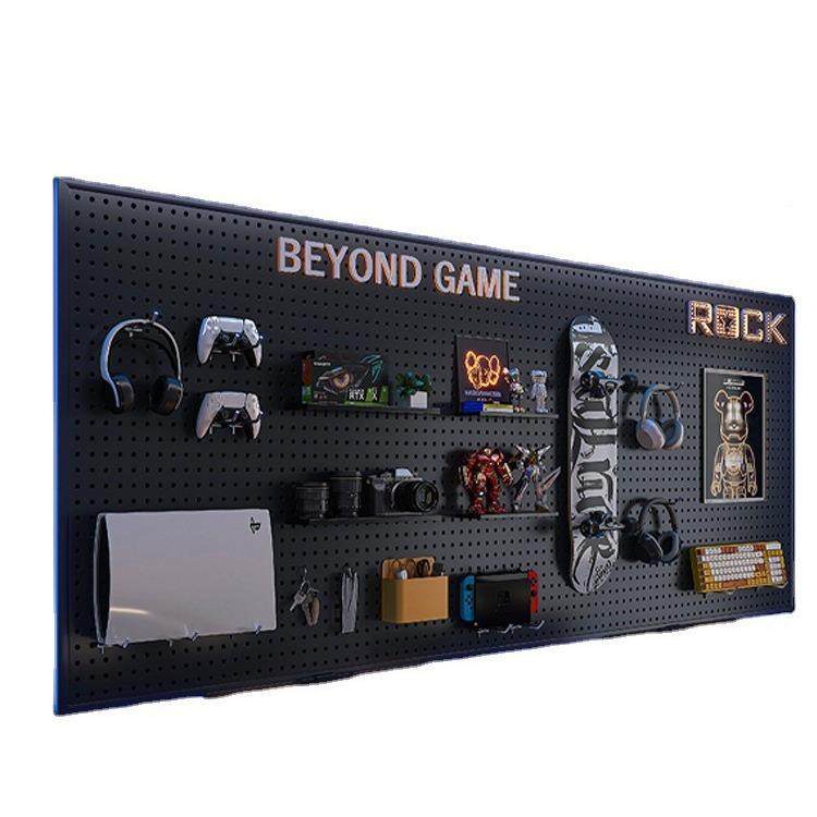 电竞房洞板黑色墙洞上置物架书房上方电脑桌面挂铁G718板收纳墙艺,住宅家具,搁板/置物架/家用陈列架,淘宝优惠券,粉丝福利购,淘宝优惠卷