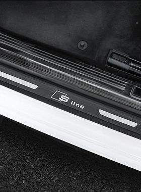 用于奥迪/门槛条A34LA6L/Q2LAQ33638/适Q5L/Q7Q8黑钛内饰改装迎宾