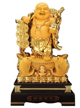 财招弥勒佛摆件财神爷OXB龙龟佛祥龙佛色大肚笑佛像客厅公司金佛