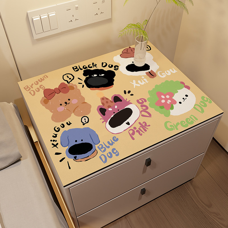 多巴胺床头柜桌垫防水垫子c免洗台面保护盖布裁剪高级感桌布