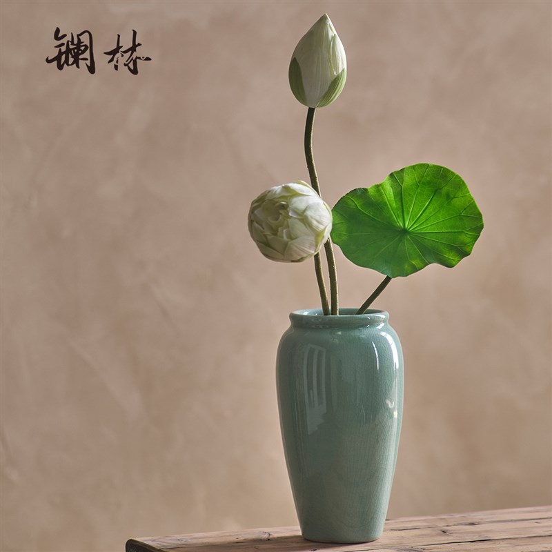 中式陶瓷花瓶古典青瓷客厅水培插干花器餐桌空间家居陶罐装饰