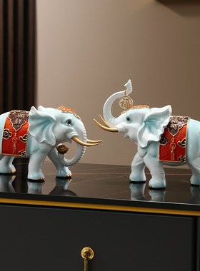 招财大象办公室工艺品桌面乔迁新居客厅玄关电视柜酒柜装饰品