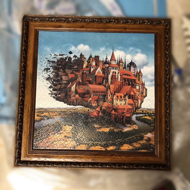 片拼图框欧式古典画框定制拼图框架复古拼图相框纹理画框制作