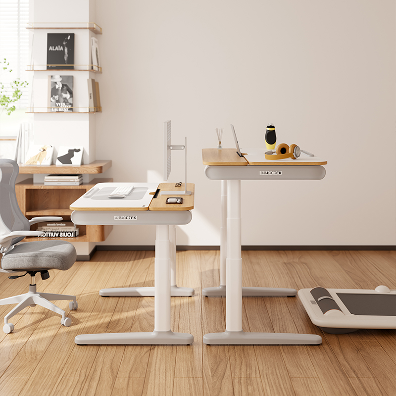 乐歌双电机电动升降桌实木书桌办公桌电脑桌儿童学习桌写字桌T5S