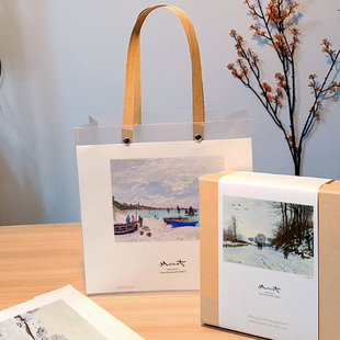 hnf229简约北欧风优化莫奈梵高油画艺术纸袋纸盒天地盖礼盒包装