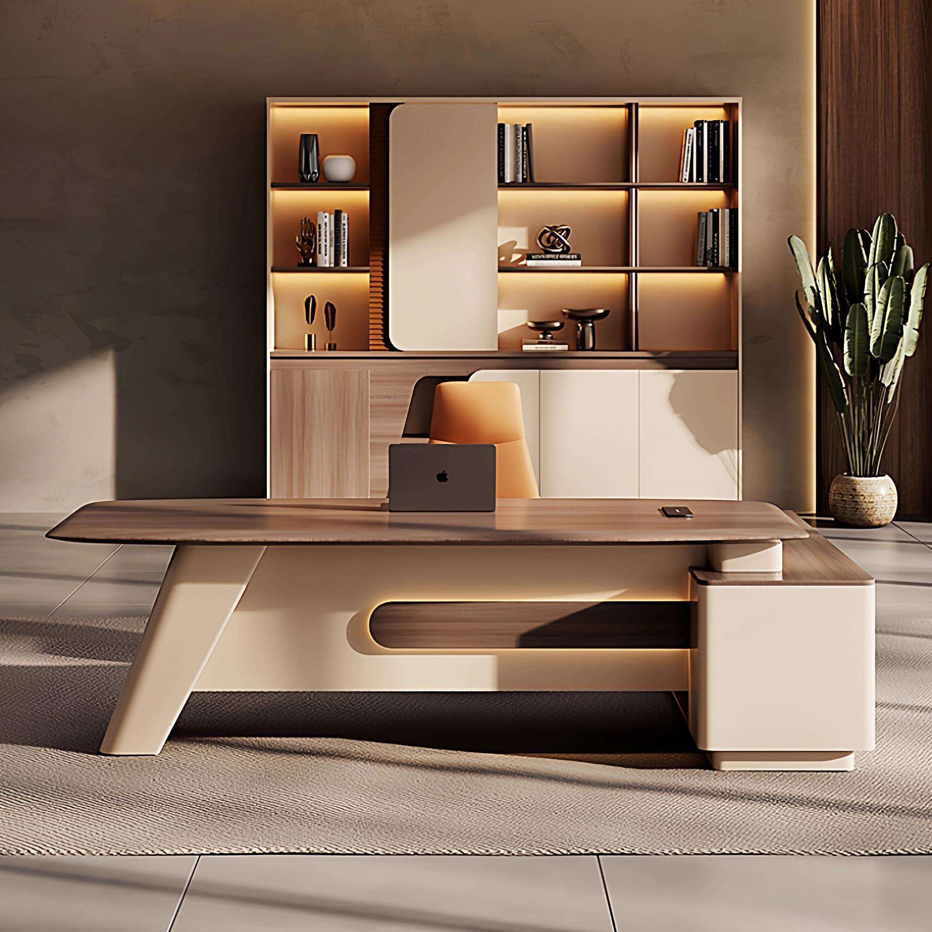 设计师经理桌总裁办公室家具电脑桌书桌班台轻奢老板办公桌椅组合