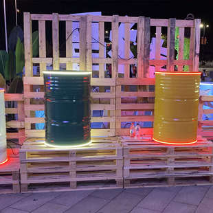 油桶200升桶汽油桶装饰道具柴油桶大铁桶印刷l润滑油幼儿园铁桶