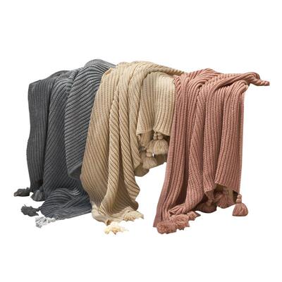 b约RCV洛配斯l线anket腈纶针织流苏毯款家居饰沙发毛毯子