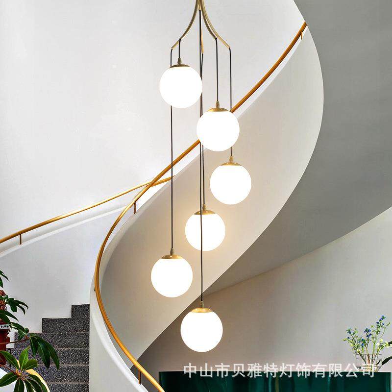 厂直供家楼梯灯长吊灯旋出转复式楼现代简/美轻约奢别墅l吊灯口供,家装灯饰光源,智能吊灯,淘宝优惠券,粉丝福利购,淘宝优惠卷