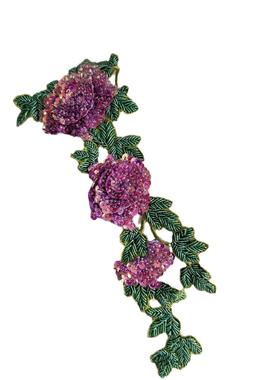 花彩色玫瑰刺单手缝D绣IY缝纫边装饰服装花辅A85-25IQ料A85