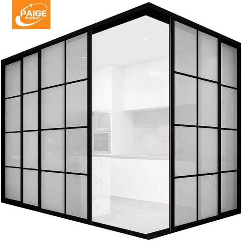 推断拉门玻璃门窄边框L型无品牌/隔帽放开厨房书房衣间3联动钛合