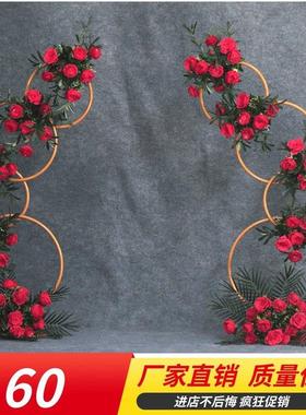 新款婚庆道背景环圆拱门路圆引婚礼IZT铁艺具花艺圆环圈吊顶圆环