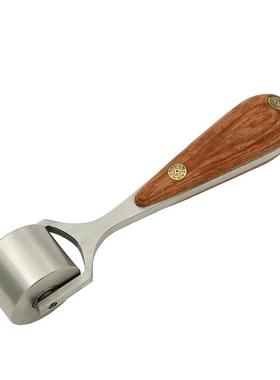 不锈钢滚花梨木柄带轴承d手工皮革皮iJF-22515边具贴合手推压轮工