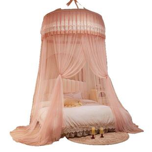 新款吊挂圆式蚊帐吊式家顶用单双人免安可折叠XZ公顶主风宫廷吊装