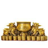 聚丘财阵黄铜摆件貔貅全皮怪兽工艺品铜居摆饰开业送JOF礼家玄关