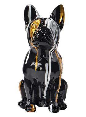 创意欧式家用居法斗狗动物摆件客厅玄关装饰品摆件树脂工艺品