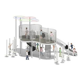 区外无游乐景场不锈钢滑梯公园广场儿童游乐设施户不锈钢系动力游