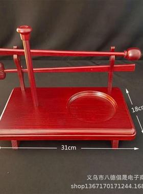 红色木帝钟盘鱼木木鱼帝钟锤法器吊实钟VNI盘帝钟套装乐器木鱼垫