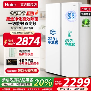 海尔电冰箱家用双开门620L大容量双循环对开风冷无霜一级能效