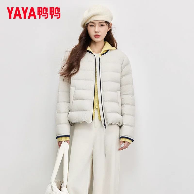 鸭鸭短款轻薄圆领羽绒服女2026年冬季新款时尚宽松韩版j简约外套