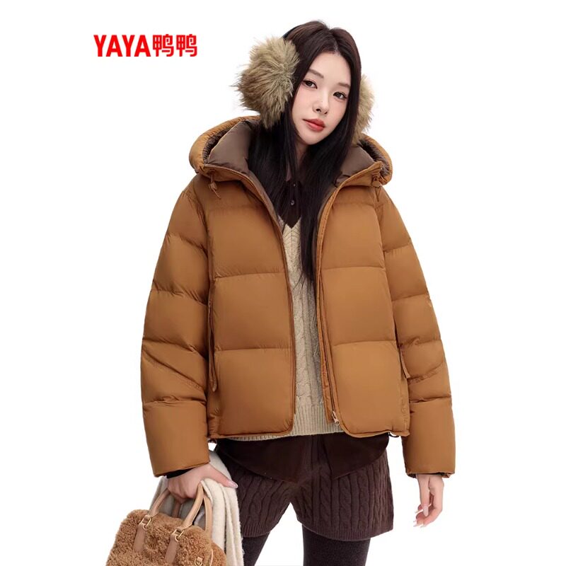 YAYA鸭鸭2026秋冬新款女士短款连帽羽绒服休闲百搭加厚保暖外套