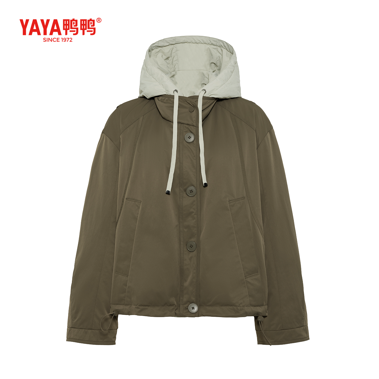 YAYA鸭鸭2025年秋冬新款羽绒服女连帽时尚简约鸭绒保暖两穿外套
