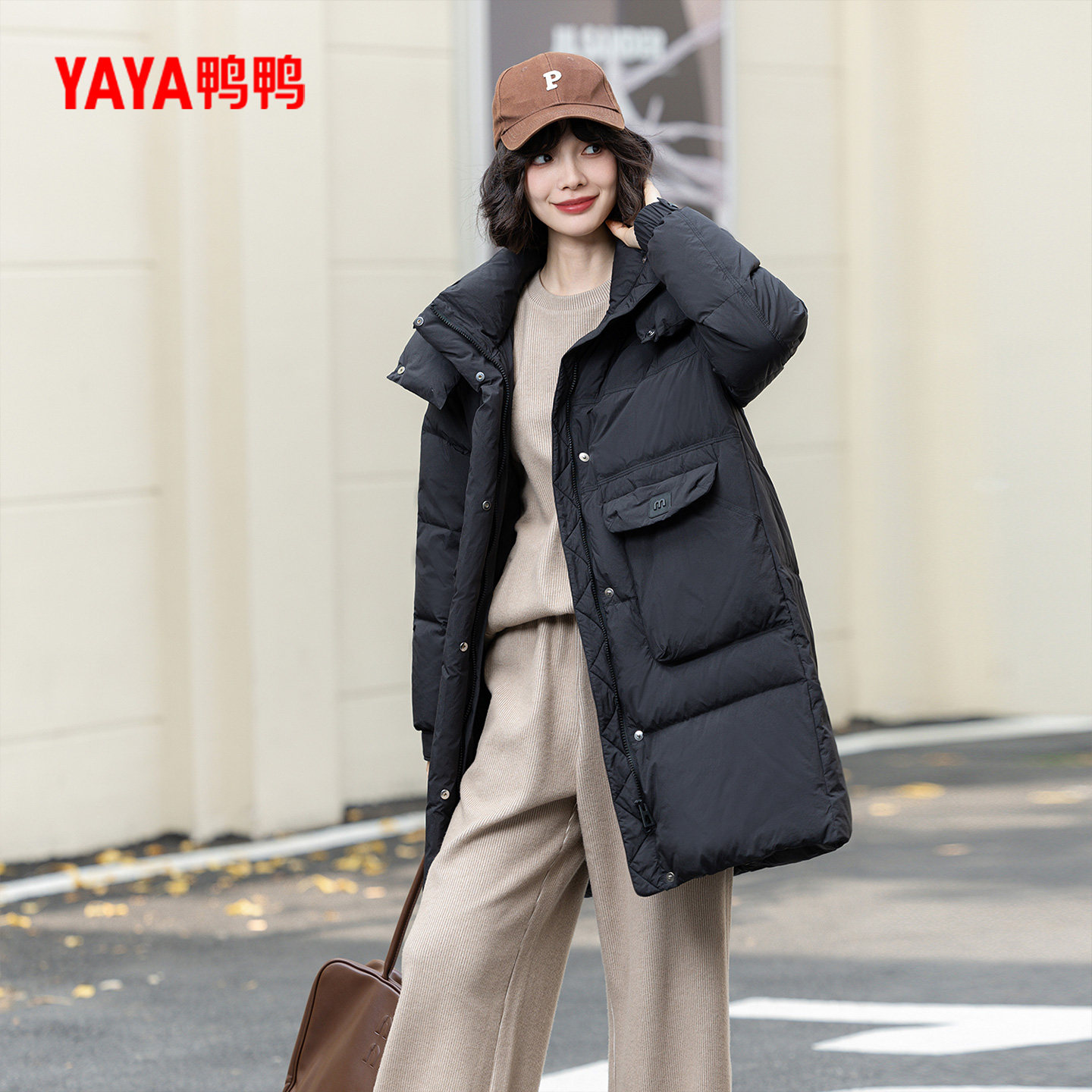 YAYA/鸭鸭26年冬季新款时尚休闲百搭韩版秋冬长款保暖羽绒服外套