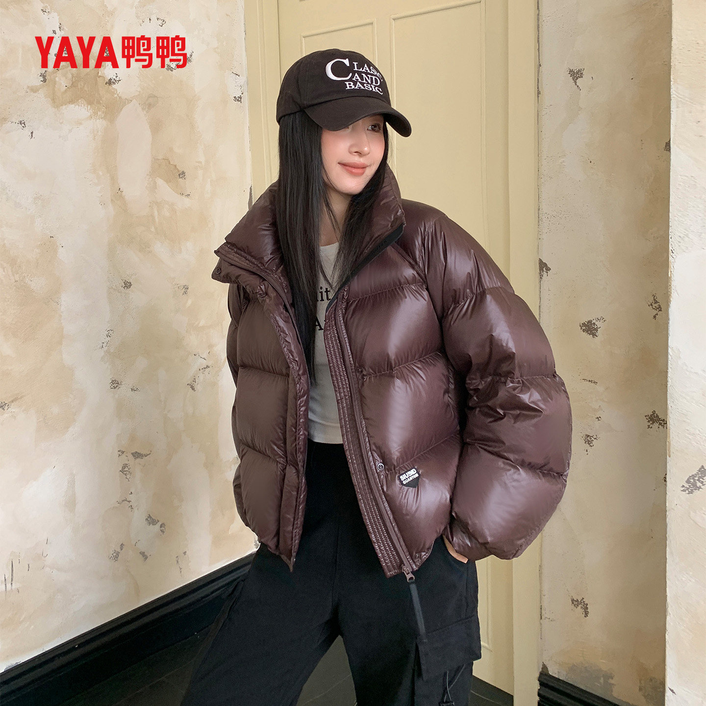 YAYA鸭鸭羽绒服女2025年冬季新款时尚短款撞色保暖外套面包服宽松,女装/女士精品,羽绒服,淘宝优惠券,粉丝福利购,淘宝优惠卷