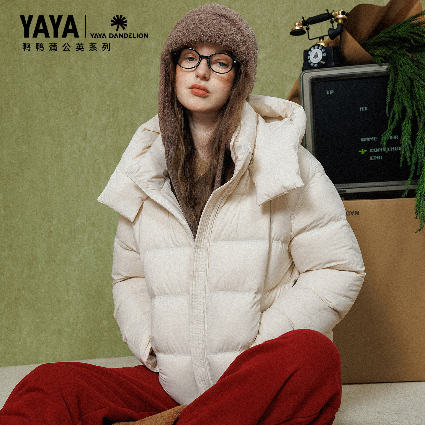 【蒲公英系列】YAYA鸭鸭26新冬休闲连帽短款羽绒服保暖百搭女外套