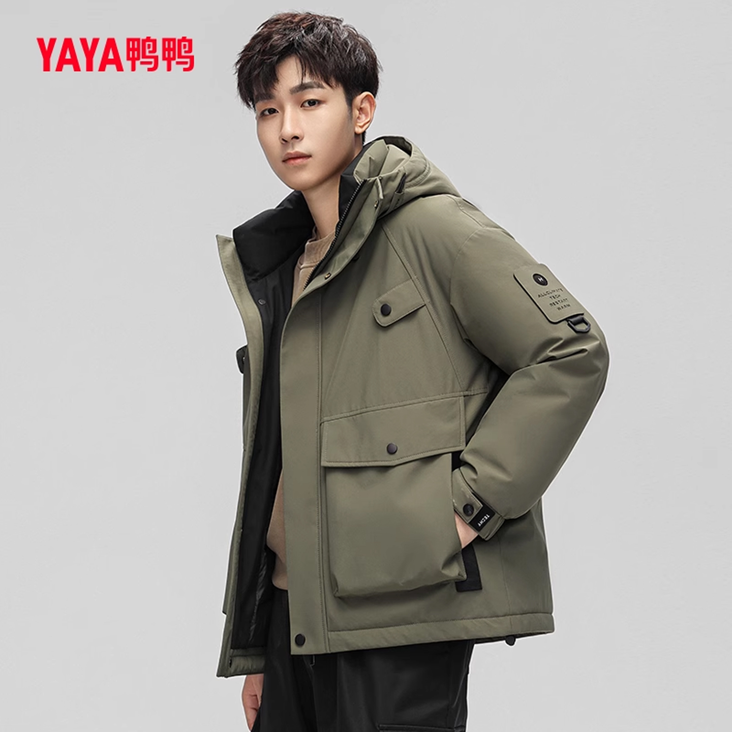 鸭鸭时尚连帽情侣款羽绒服外套