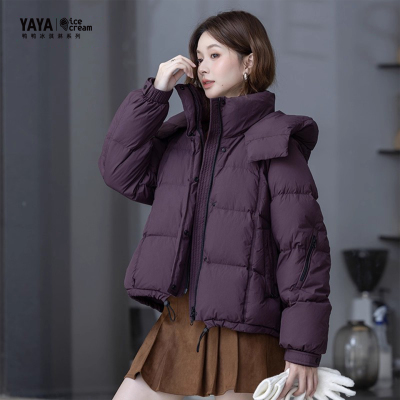 YAYA鸭鸭短款羽绒服女2025新款冬季时尚加厚小个子面包服外套