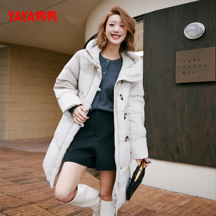 YAYA鸭鸭2025冬季新款时尚百搭休闲连帽百搭加厚女士长款羽绒服