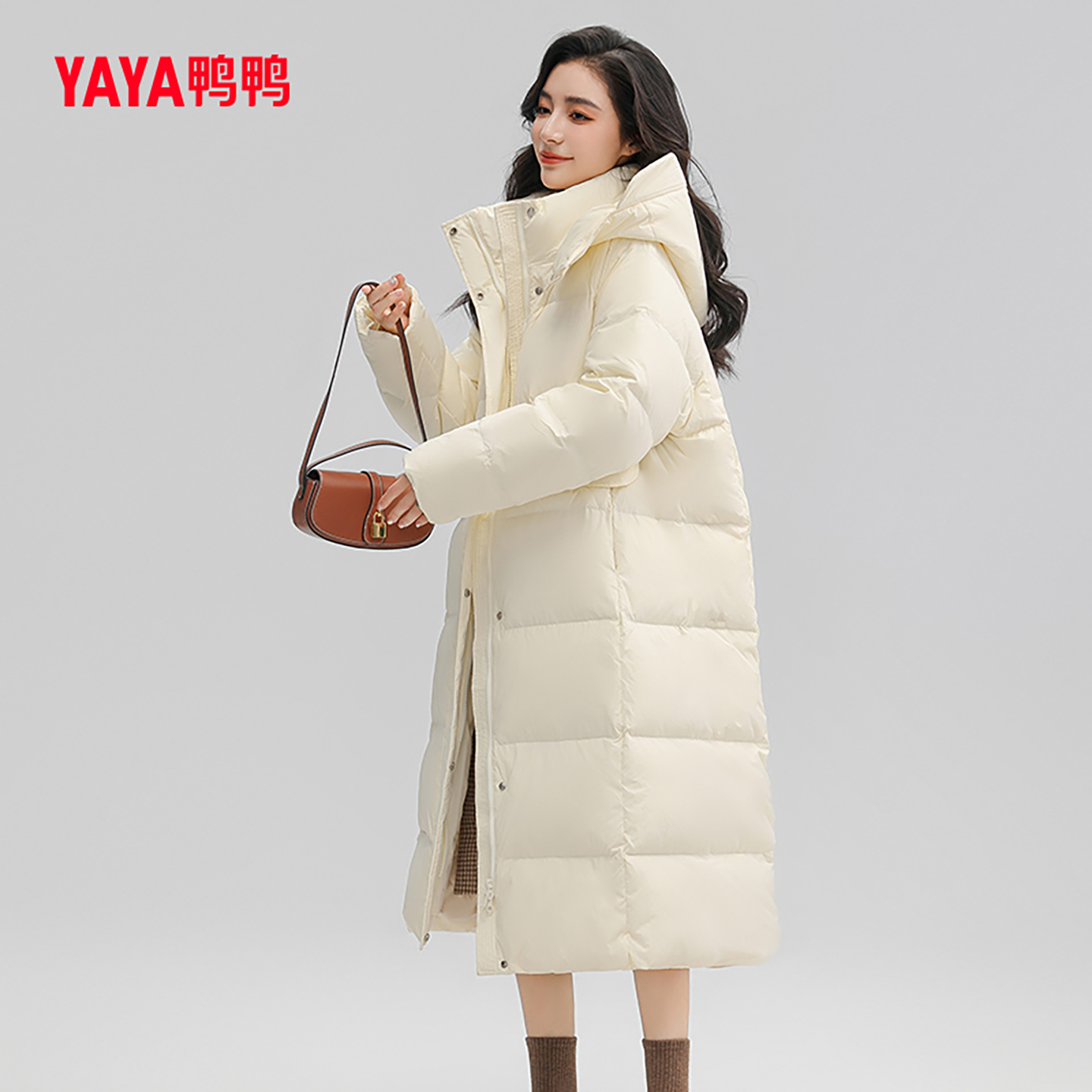 鸭鸭时尚外套长款加厚羽绒服女