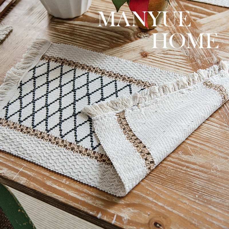 蔓越家  棉麻餐垫隔热盘子餐布西餐防烫桌垫学生餐巾摆拍背景布艺