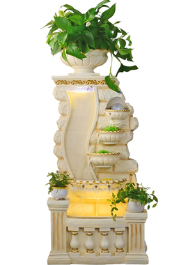 欧式流水生财鱼缸循环水幕墙景观客厅家居装饰落地喷泉加湿器