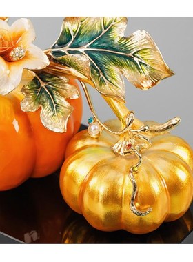 财运绵绵南瓜摆件中式珐琅彩高端大气客厅玄关酒柜装饰乔迁装饰品